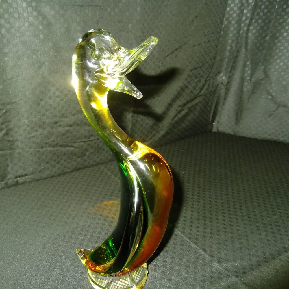 Handblown Green Duck